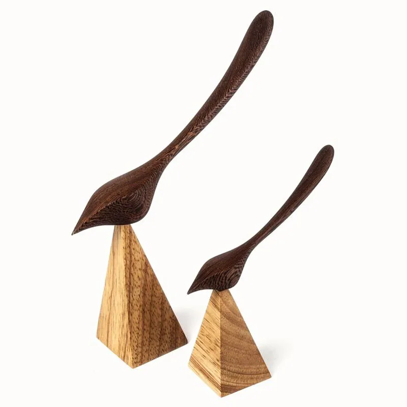 

SET OF 2 PIECES BUBINGA WOOD BIRDS