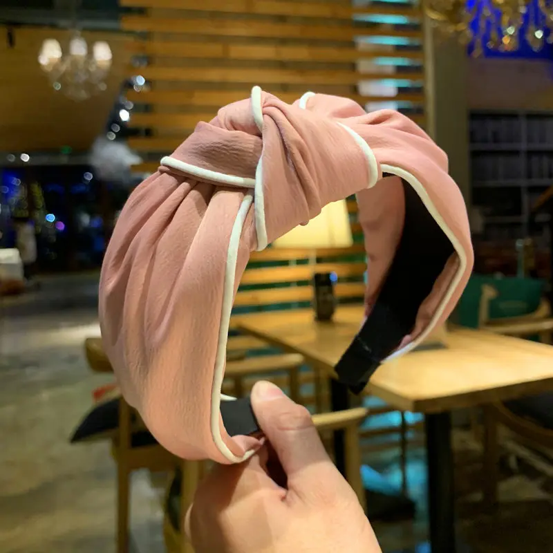 

2020 Fashion Korean Style Satin Hairband Hair Hoop Cross Knotted Headband for Women Girls Turban Bow Headwear Hair Accessories