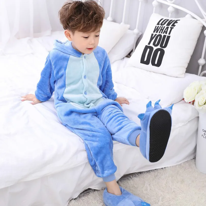 blue stitch Kuguurumi/комбинезон для детей; Пижама с единорогом; Детский костюм с рисунком панды из аниме для мальчиков и девочек; зимняя одежда для костюмированной вечеринки с единорогом; детская пижама - Цвет: blue stitch