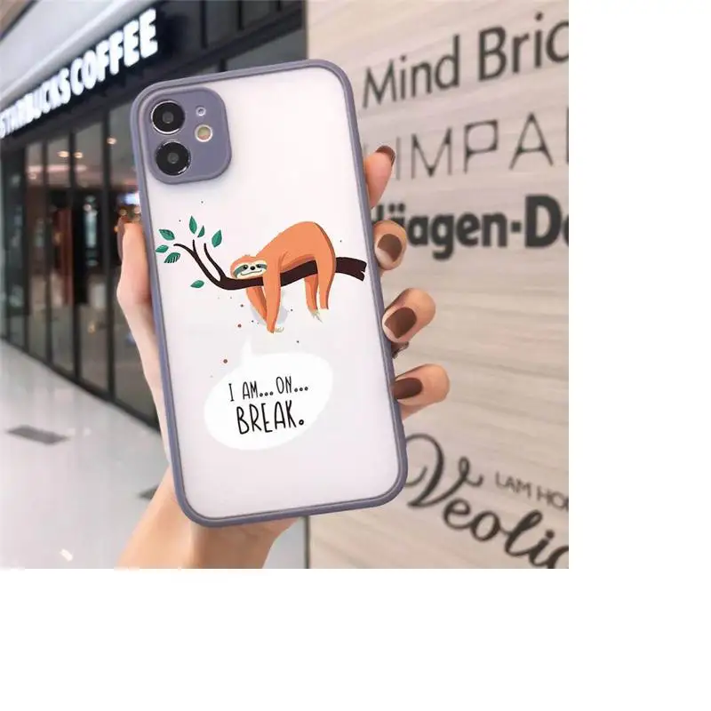

sloth Cute cartoon Animals funny high quality Phone Cases matte transparent For iphone 7 8 11 12 plus mini x xs xr pro max