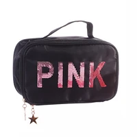 new 2021 pink women multifunction cosmetic bag toiletries organizer travel sequins make up organizer cases