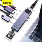 Док-разветвитель Baseus USB Type-C4KHD RJ45 Ethernet, с несколькими портами USB 3,0, Thunderbolt 3, для MacBook Pro Air USB-C