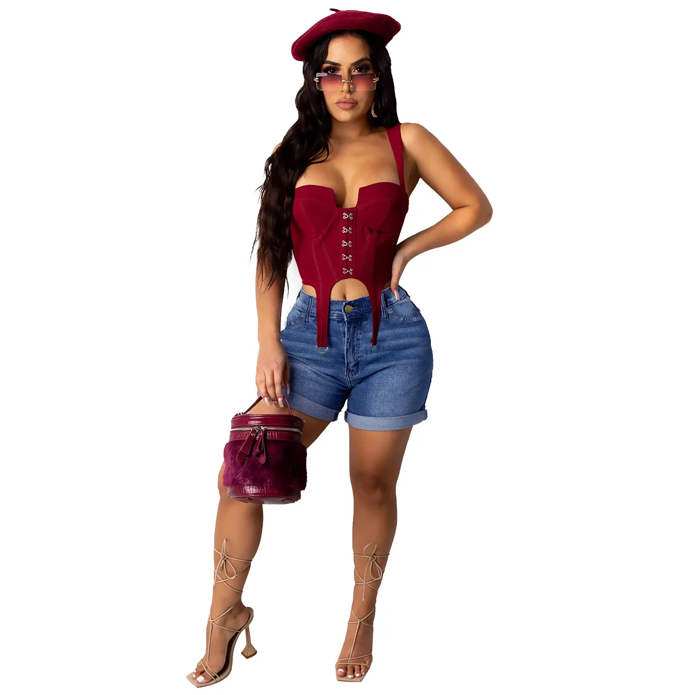 

Women's Summer Denim Shorts Casual Mid Waist Blue Jeans Short Pants Female Fashion Straight Plus Size Jeans Shorts Streetwear