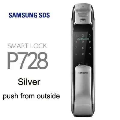 push Английская версия большой врезной SAMSUNG SHP-DP728 без ключа BlueTooth отпечаток пальца толчок цифровой дверной замок серебряный цвет - Цвет: push