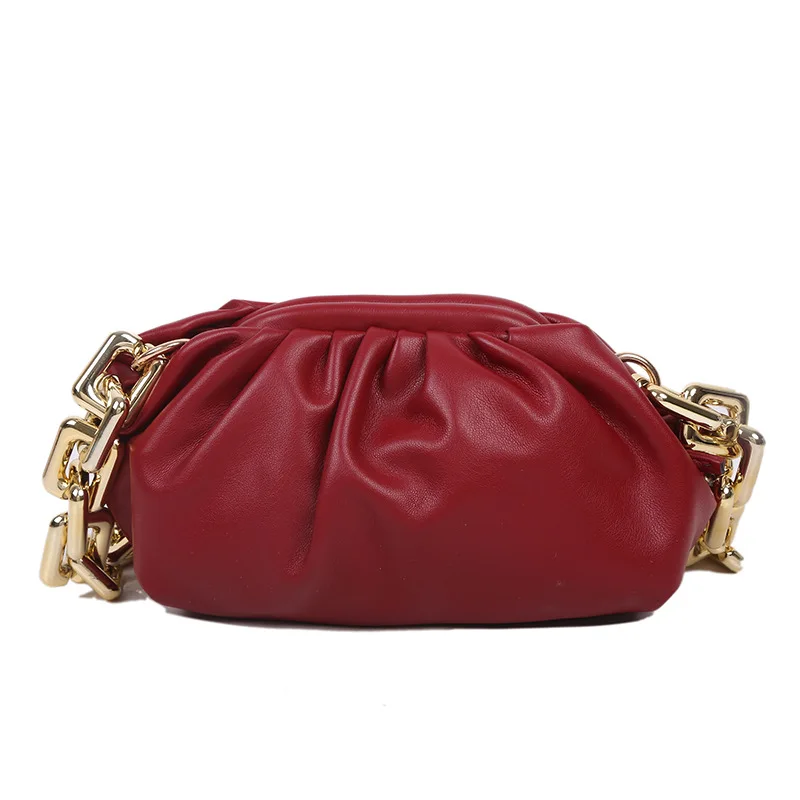 

Thick chain pleated cloud bag portable armpit bag 2021 new diagonal bag net red with hair