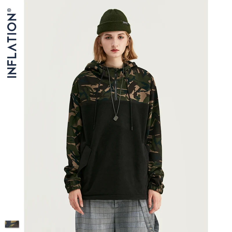 Инфляция из Полар флиса Для мужчин пестрые толстовки с капюшоном 2019 в стиле хип