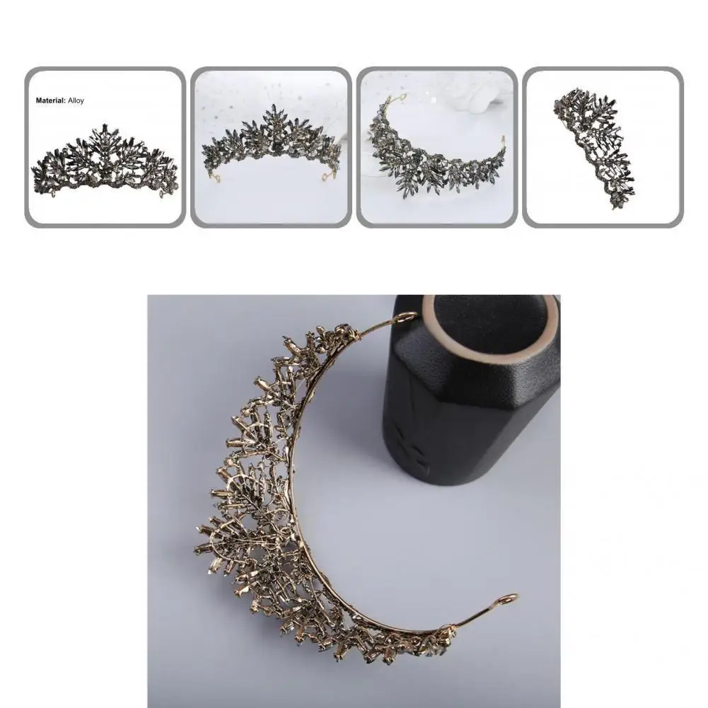 

Lightweight Pretty Retro Bronze Women Tiara Rhinestone Party Tiara Long Lasting for Anniversary