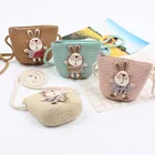 Симпатичный детский соломенный кошелек для мелочи из резины, подарок на день рождения для девочек, детская Наклонная Сумка через плечо, сумка на молнии для маленькой принцессы