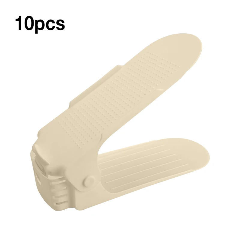 10pcs---light yellow 10 шт. органайзер для обуви, двойной стеллаж для обуви, регулируемый диапазон экономии пространства, полка для хранения обуви, слот для хранения пространства, шкаф, диапазон обуви - Цвет: 10pcs---light yellow