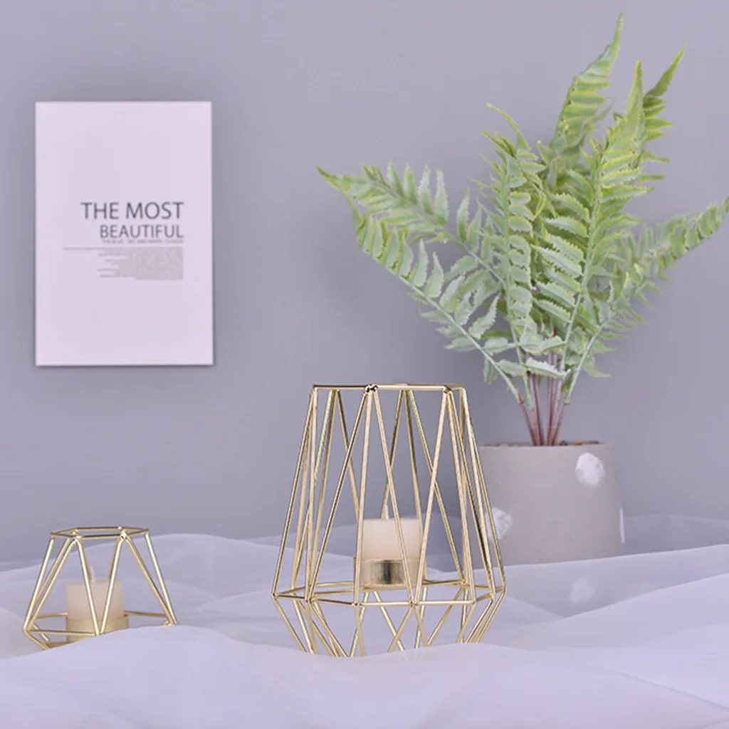 

Nordic Style Wrought Iron Geometric Candle Holders Home Decorate Metal Crafts candlestick candelabros de velas Holder mesa #LR3