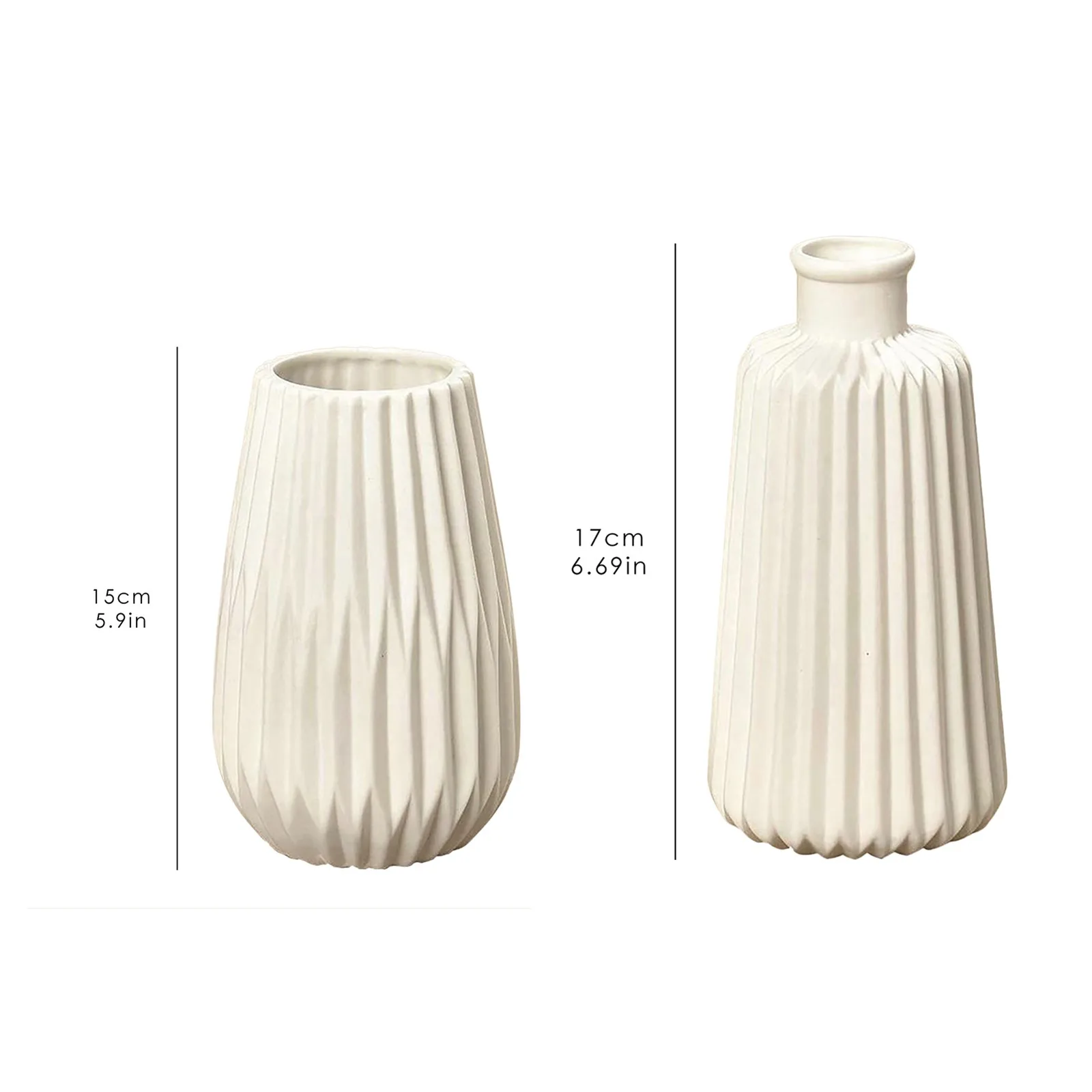 

White Ceramic Vase Vertical Stripes Folded Paper Texture Vase Flower Arrangement Bottle Holder