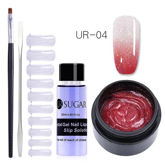 5pcs set4 UR SUGAR 15 мл термальный поли УФ гель набор Наборы Блеск Температура Изменение цвета Замачивание от УФ светодиодный Bulider гель продлевающий половой акт инструменты для полировки - Цвет: 5pcs set4