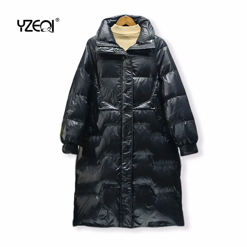 

Yzeqi 2020 Winter Fashion Down Jacket Women Hooded Parkas Hight Quality Female 90% White Duck Down Girls Thick Long Casual Coat
