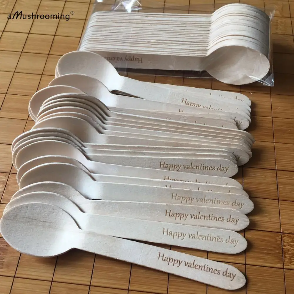 Деревянные ложки с гравировкой на День святого Валентина Сервировочные Ложки вечерние кейтеринга