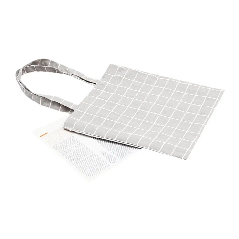 Женская Студенческая хлопковая льняная модная клетчатая сумка тоут через плечо