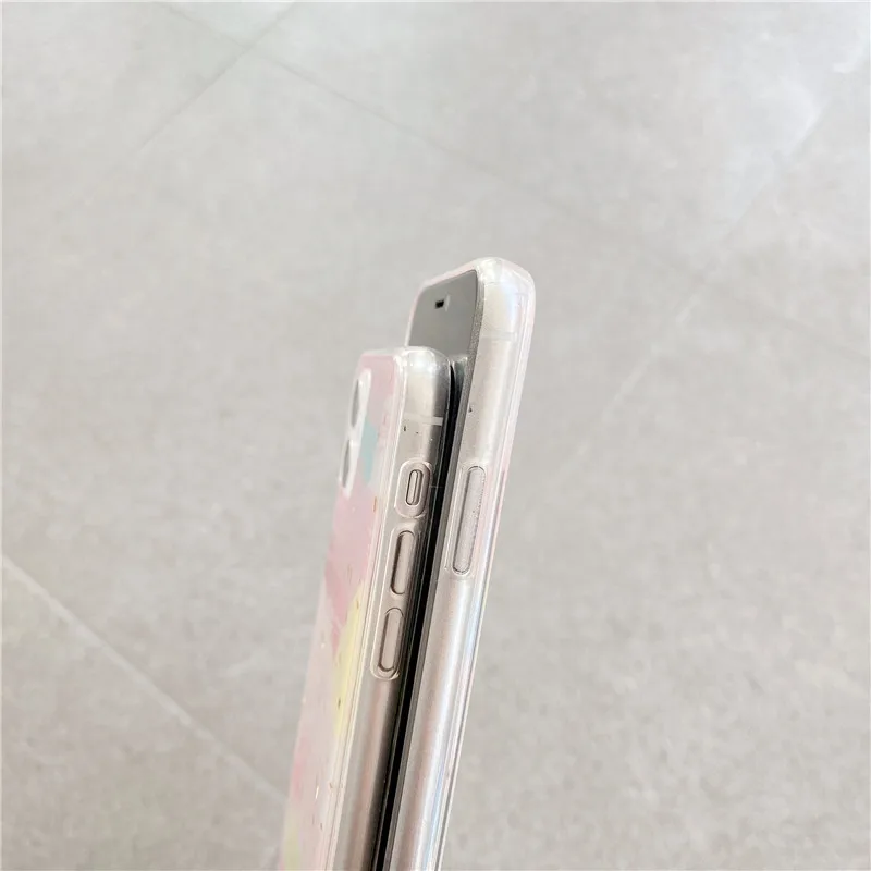 

Pink Hairball Phone Case For iPhone 11 12 Pro XS Max 7 8 Plus XR SE 2020 Gold Powder Geometric Back Cover For iPhone 12Mini