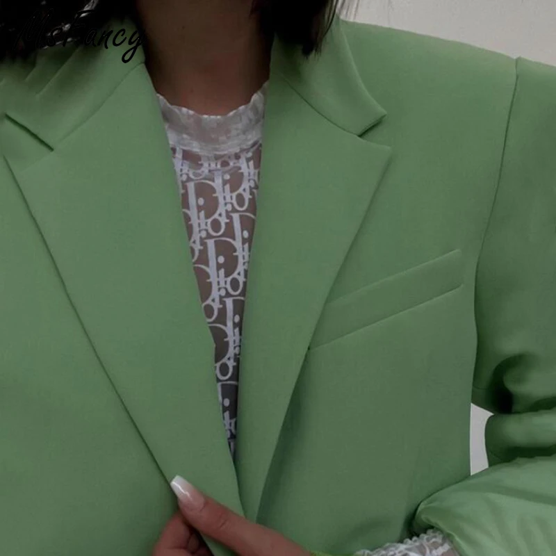 

Msfancy Green Blazer Women Plus Size Single Button Oversized Jacket Female 2021 Chic Official Suit Blazer