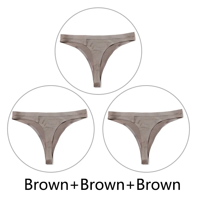 Brown-Blue-BlackBrow 3 шт./партия, Сексуальные Бесшовные прозрачные трусики, женские трусики с низкой талией, трусики-стринги, нижнее белье, женские трусы-танга, стринги большого размера - Цвет: Brown-Blue-BlackBrow