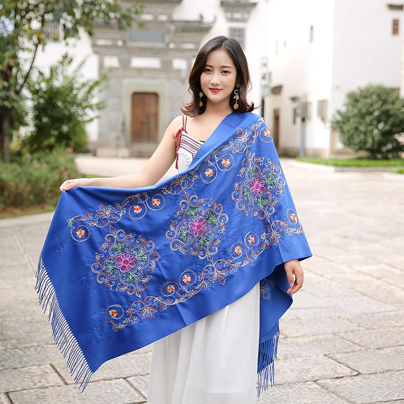 Бренд Горячая леди 2019 Новый женский кашемировый вышитый шарф Национальный Ветер