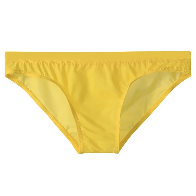 Men Underwear Ice Silk Solid Color Briefs Sexy Transparent Silky Quick Dry U Bulge Pouch Panties Low Waist Male Underpants Cueca