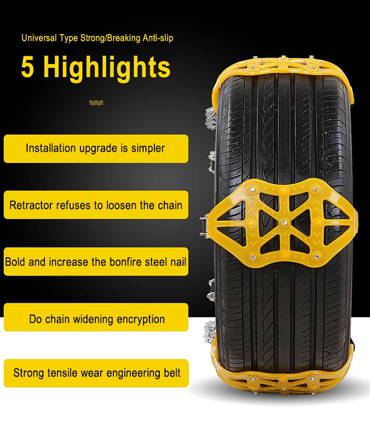 

Tire Anti-skid Chains Thickened Beef Tendon Wheel Chain For Snow Mud Sand Road Durable TPU Skid-resistant Chains Accessories