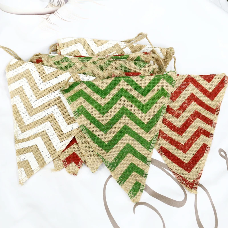 3 м 12 флагов/набор волнистый шеврон флаг баннер ручной работы винтажные джутовые