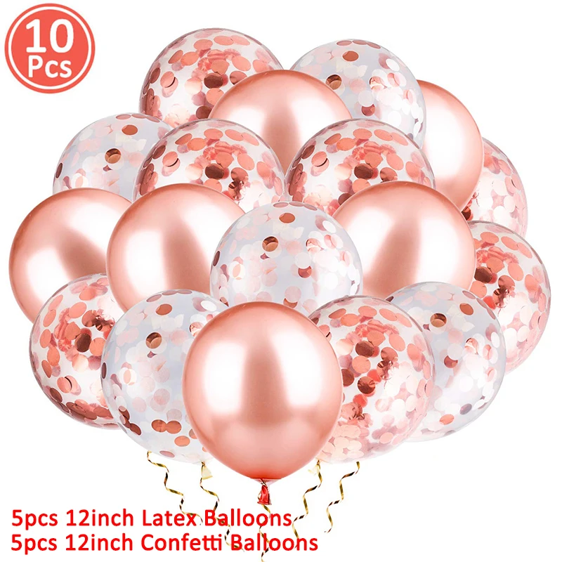 rose gold 10 шт смешанный воздушный шар "Конфетти" Свадебные украшения для детского душа Девичник вечерние DIY Настольные принадлежности - Цвет: rose gold