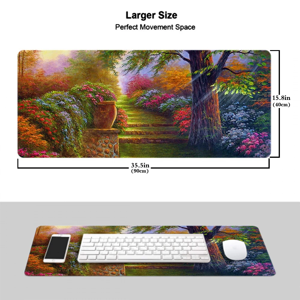 

Oil Painting Large Mouse pad PC Computer mat Extra Large Mouse Pad Anti-slip Natural Rubber with Locking Edge Gaming Mouse Mat