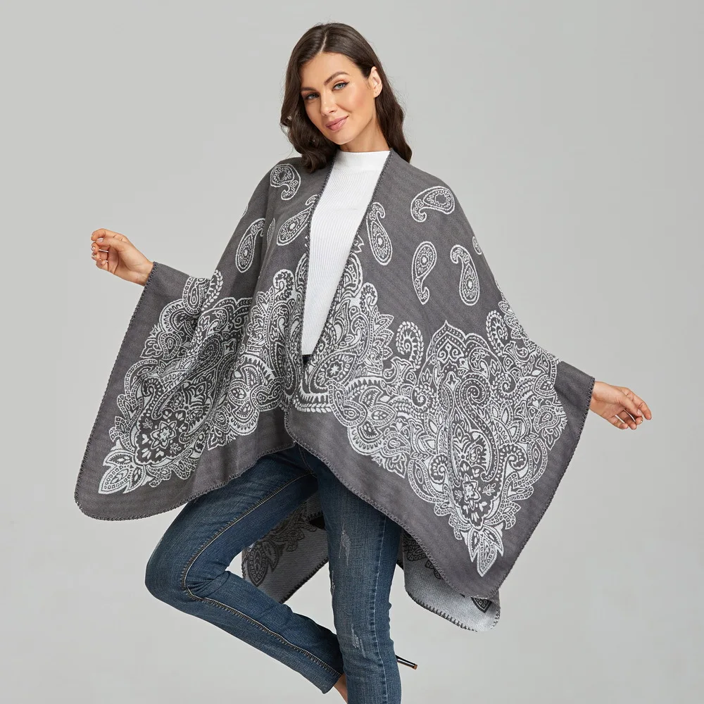 

Flower Knitted Sweater Poncho Women Capes Wrap Cloak 2022 Spring Fashion Women Clothing Capes Ponchos Shawl Cloak Open Front