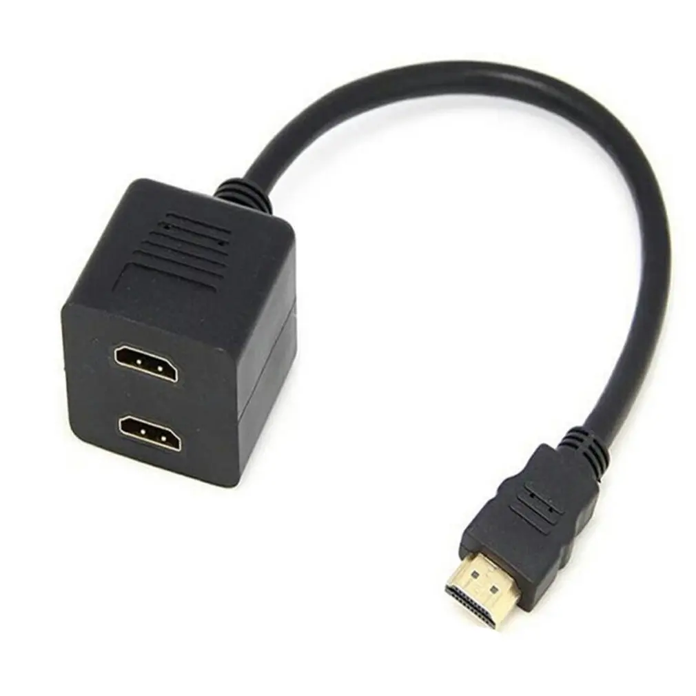 

1x2 переключателя сплиттер HDMI-совместимый 1080P 1 в 2 выход для двойных мониторов Full HD Y двойной гнездовой Кабель-адаптер преобразователя