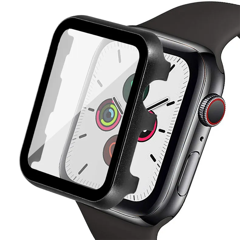 Часы Защитный чехол+ Защитная пленка на экран для наручных часов Apple watch 44 мм 40 мм, 42 мм, 38 мм, версия наручных часов iwatch серии 5/4/3/2/1 Защитная крышка прозрачная HD защитная пленка ультра-тонкий