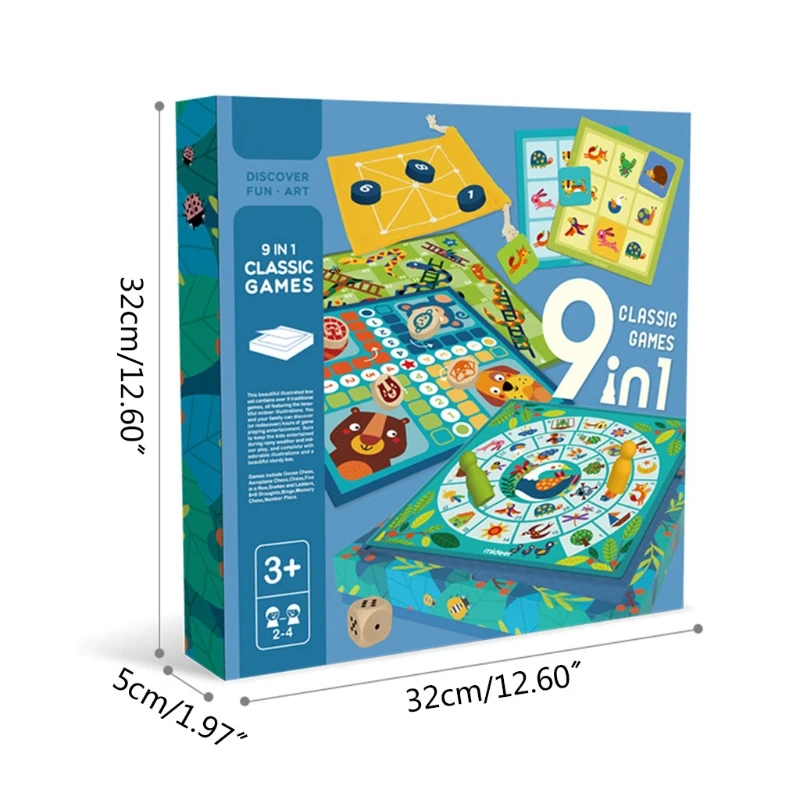 

Children Educational Chess Toys 9 in 1/ 16 in 1 / 32 in 1 Classic Games Multi-Function Board Game Strategy Focus Logical
