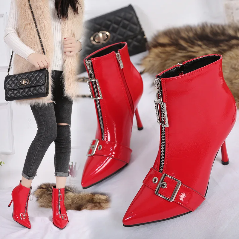 Красные бархатные Ботинки Martin Женские осенне зимние новые модные короткие