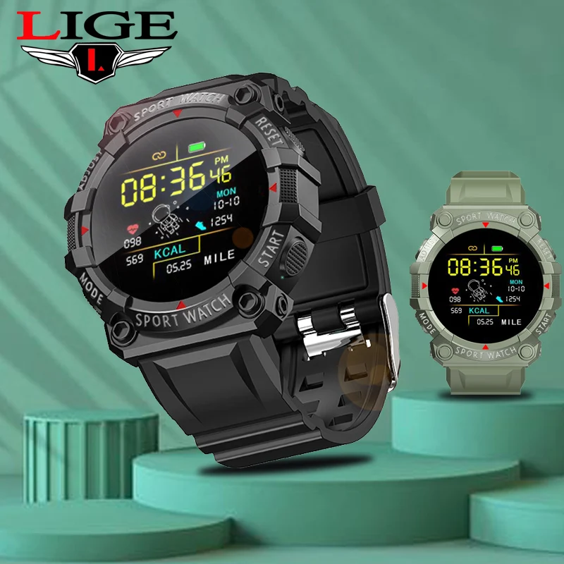 

LIGE 2021 New Colour Screen Smart Watch Heart Rate Blood Sleep Monitoring Sport Fitness Tracker Men Smartwatch For Android IOS
