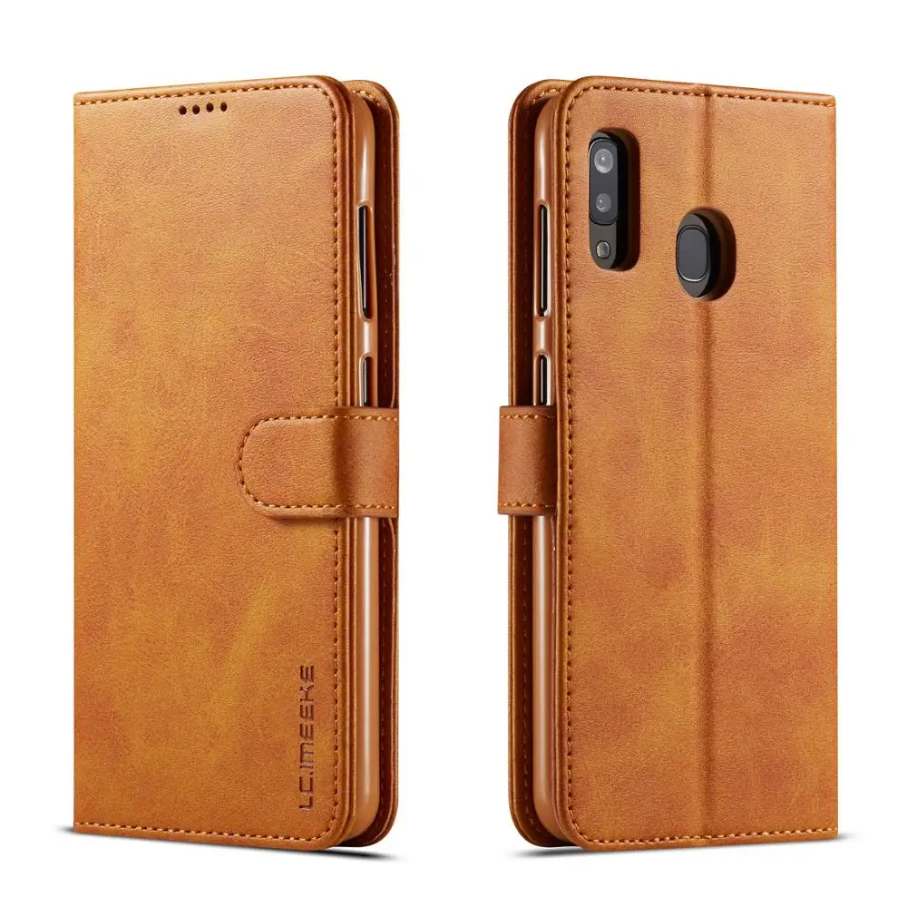 

Luxury Leather Phone Cases For Samsung Galaxy A40 / A60 Flip Credit Card Slots Holder A 40 Skin Magnetic Button A 60 Cover