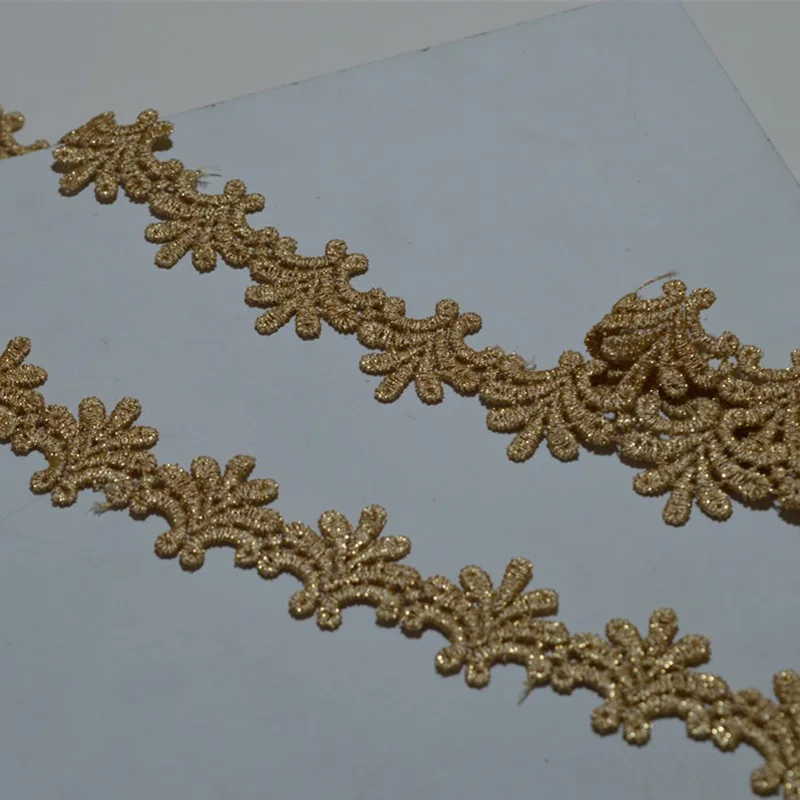 5YDS/LOT 3CM Wedding Dress Fluorescent Lace Gold Thread Continuous Flower Accessories Trim 20200606SOMELACE | Дом и сад