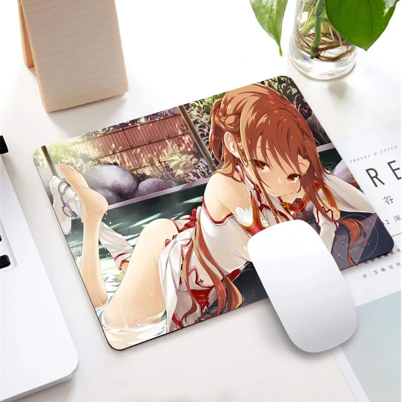 

Anime Sword Art Online Sexy Cute Girl Customized Laptop Gaming Speed Mouse Pad Size for 18x22cm 20x25cm 25x29cm Rubber MouseMats