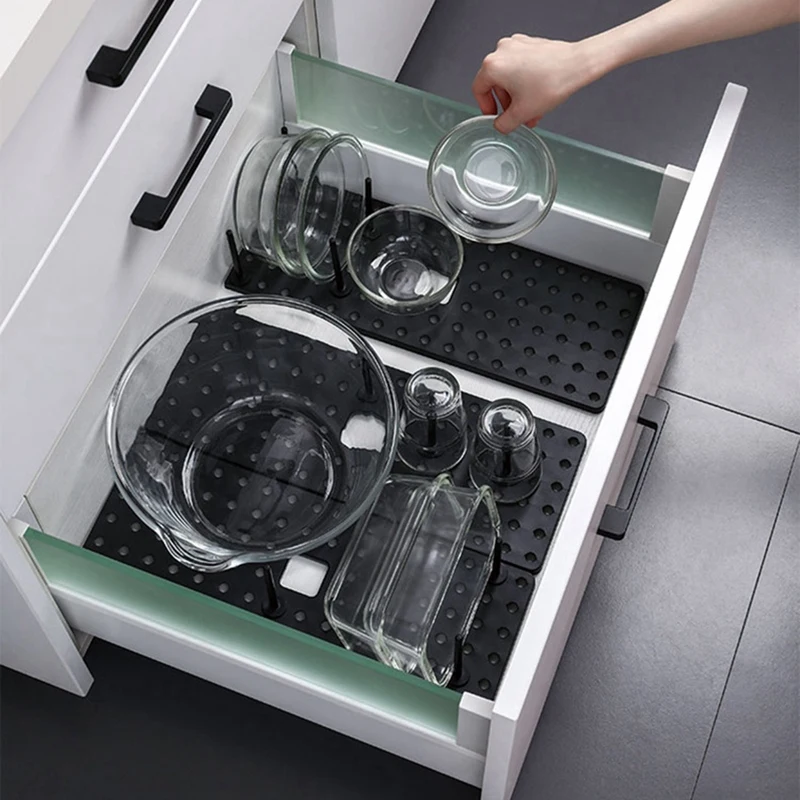 

5 Pcs Adjustable Kitchen Dish Drying Rack Drawer Tableware Organizer Utensils Storage Shelf Space Saver Organizer