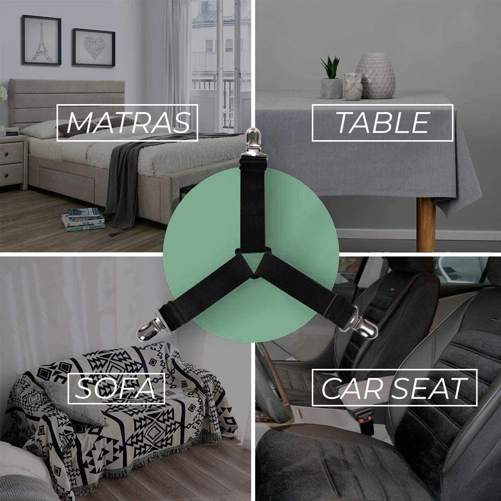 

4PCS Elastic Bed Sheet Grippers Belt Fastener Bed Sheet Clips Mattress Cover Blankets Holder Home Textiles Organize Gadgets