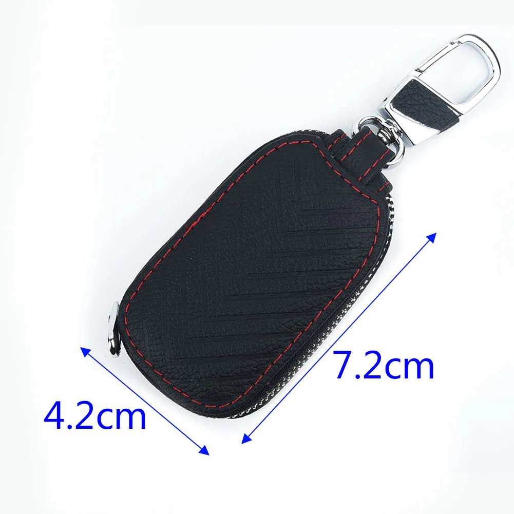 

Bag Key Cover Remote Fob Zipper Portable Accessory Black Part Holder Leather