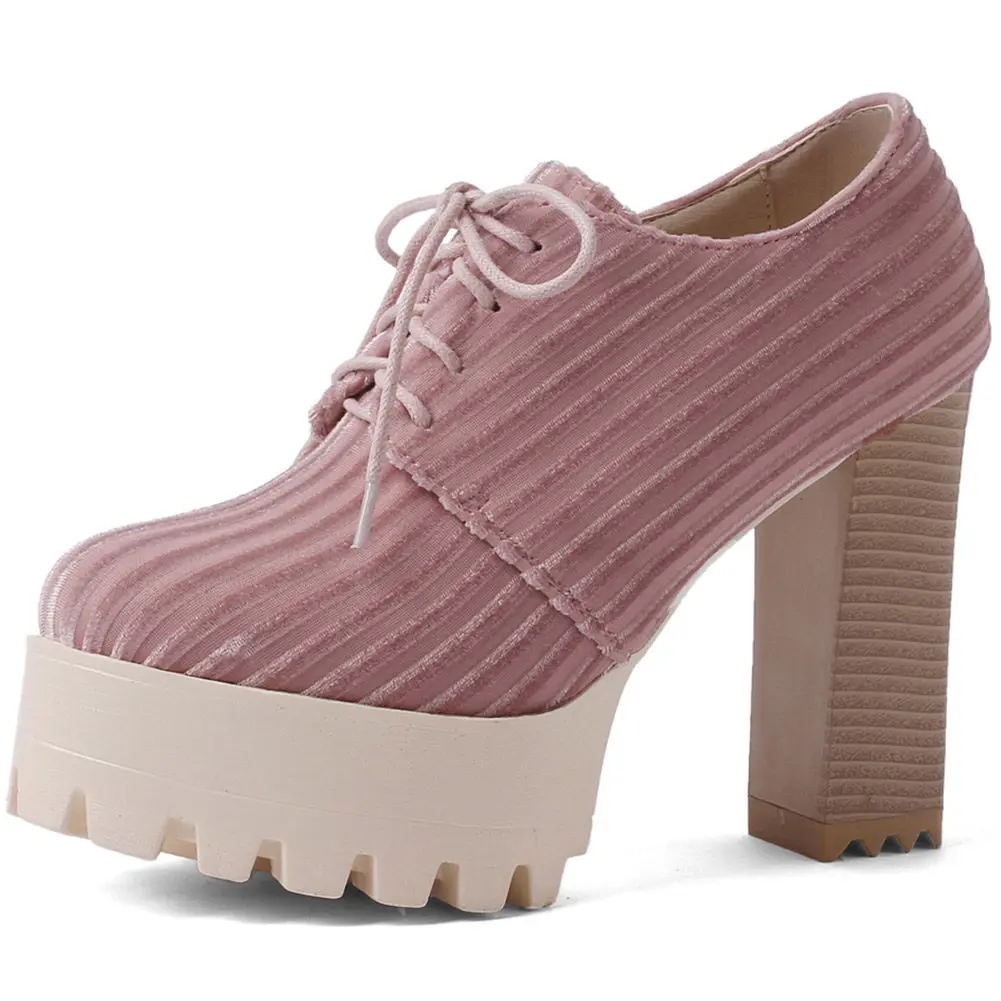 

Fanyuan High Heels Shoes Women Platform Spike High Heel Office Lady Shoes Lace up Peep Toe Pumps Spring Blue Big Size 32-42