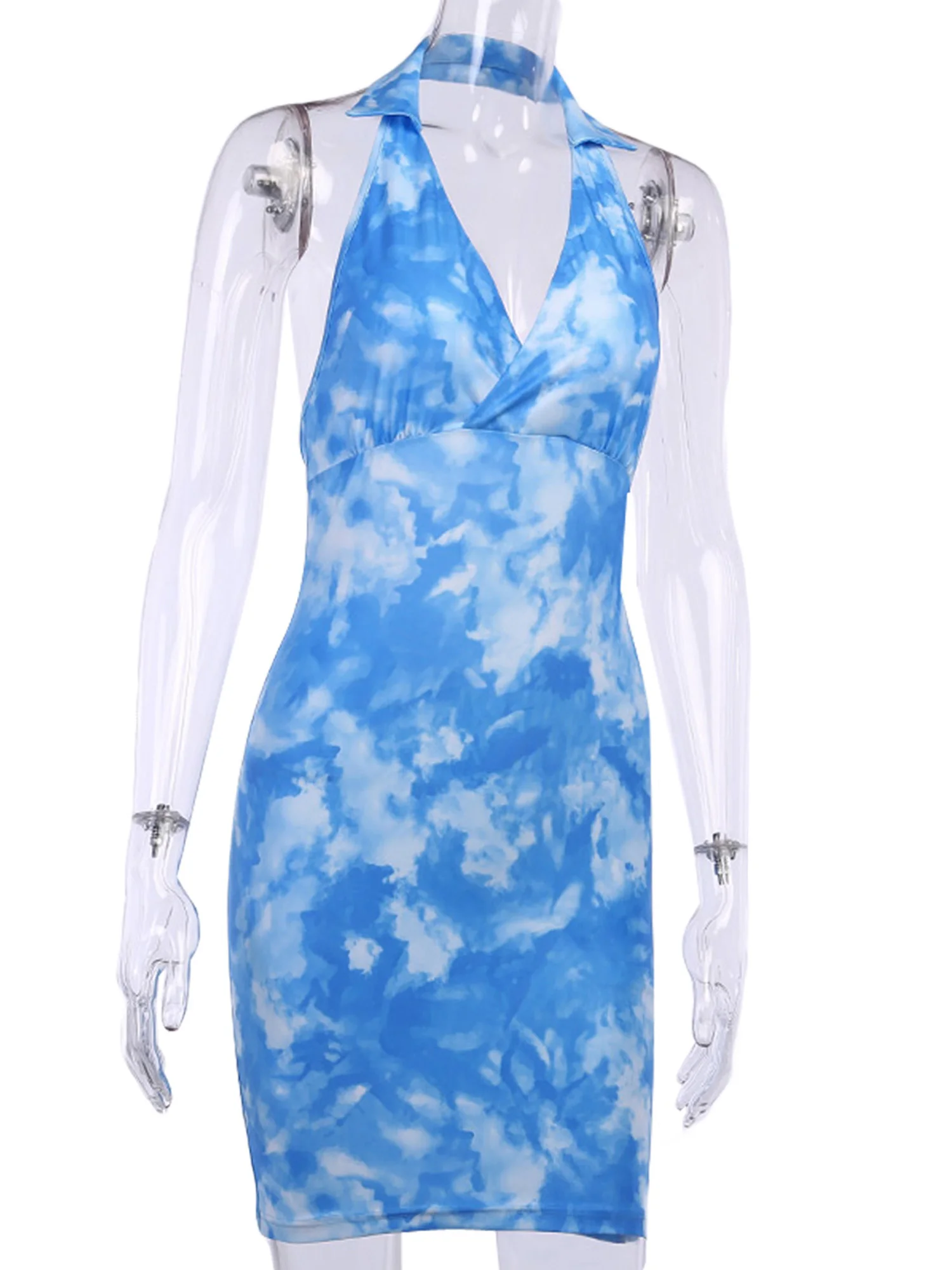 Новинка 2020 женское модное платье с лямкой на шее летнее сексуальное V образным