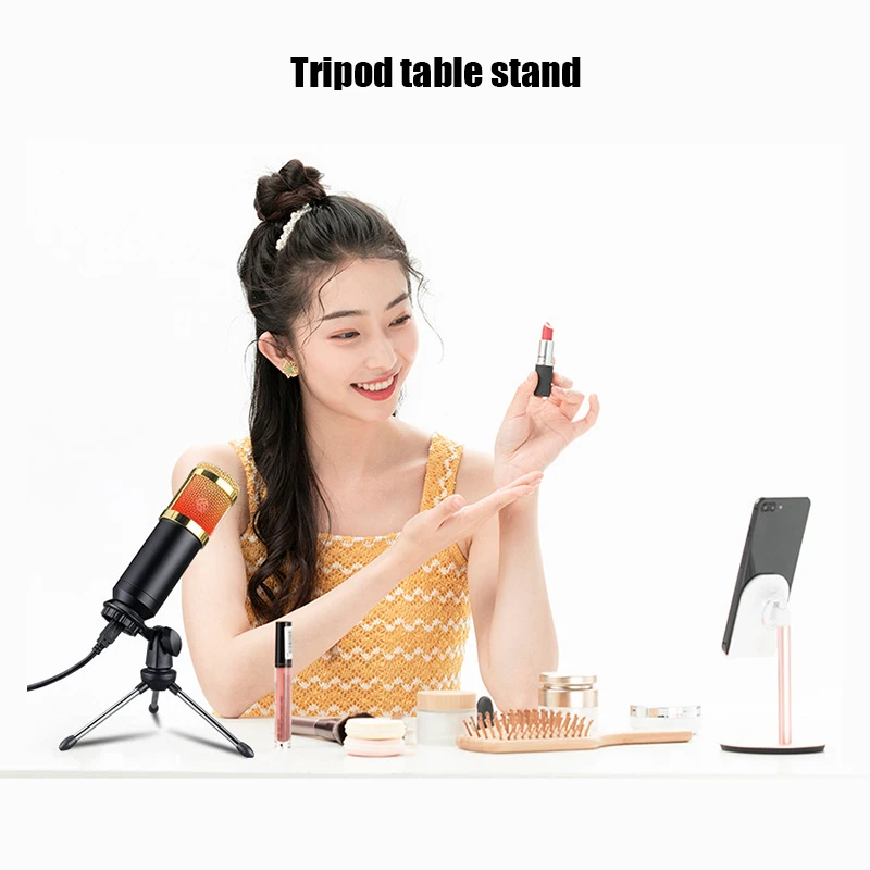 RGB Condenser Microphone USB Wired Desktop Computer Noise Reduce Recording Mike With Tripod For Webcaster Gamer | Электроника