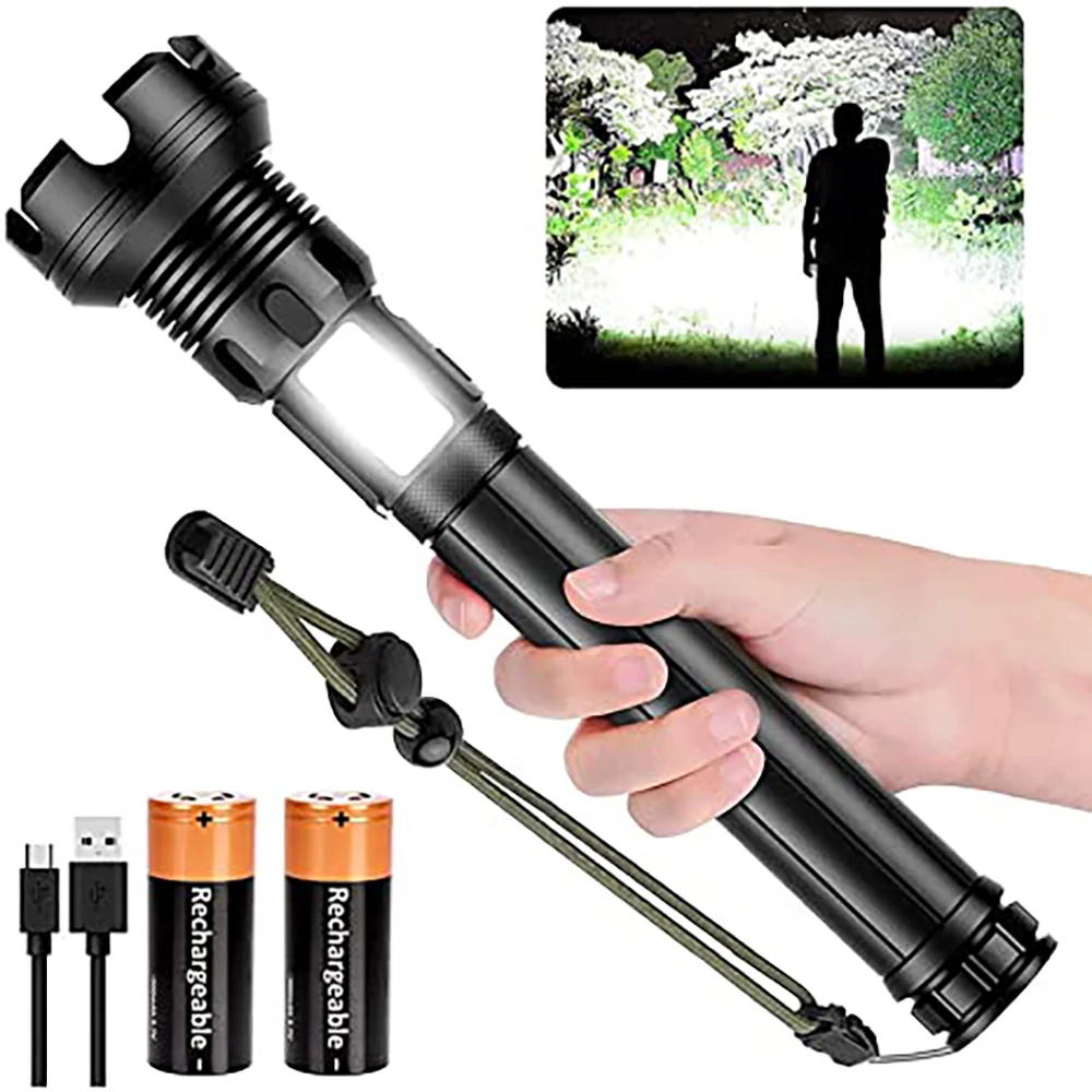 

Rechargeable Flashlight 90000 Lumens Led Flashlight Upgraded P70 7 Modes Lighting Zoomable for Outdoor Emergency