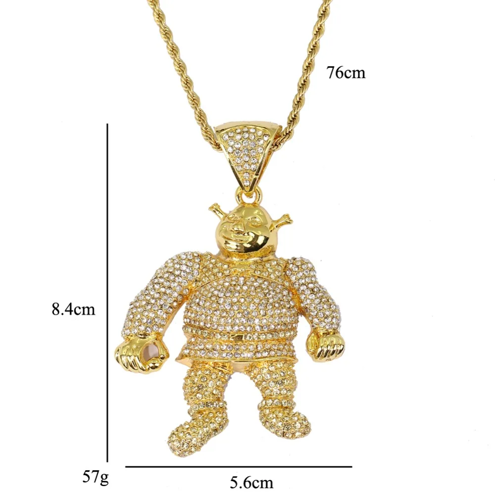 2 цвета Bling Iced Out большой размер мультфильм кулон с изображением из фильма хип хоп ожерелье ювелирные изделия 30 дюймов Франко цепи N638