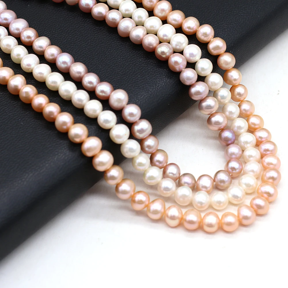 

Natural Freshwater Round Shape Pearl Beaded Handmade Crafts DIY Charm Necklace Bracelet Jewelry Accessories Gift Making 6-7mm