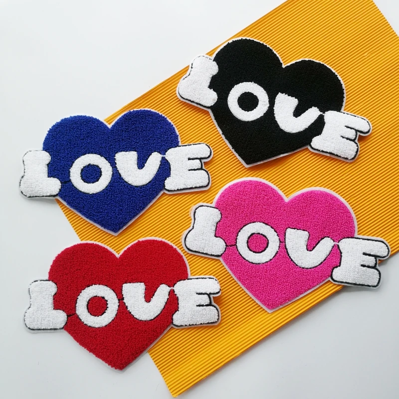 

embroidery chenille heart patches for jackets,love heart badges jeans,appliques,AL-470