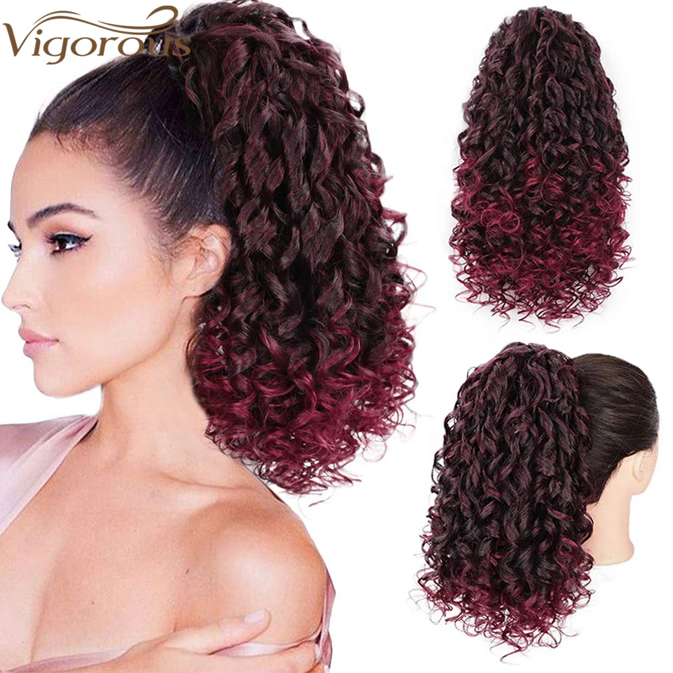 

Vigorous Afro Kinky Curly Hair Drawstring Puff Ponytail Extension Synthetic Clip in Pony Tail African American Hair Extension