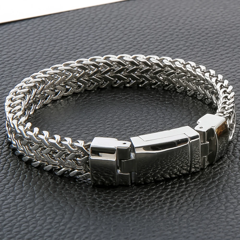 Luxury Never Fade Gold Color Bracelet Men Stainless Steel Chain Man Bracelets With Magnet Clasp Boys Biker Jewellery Accessories | Украшения