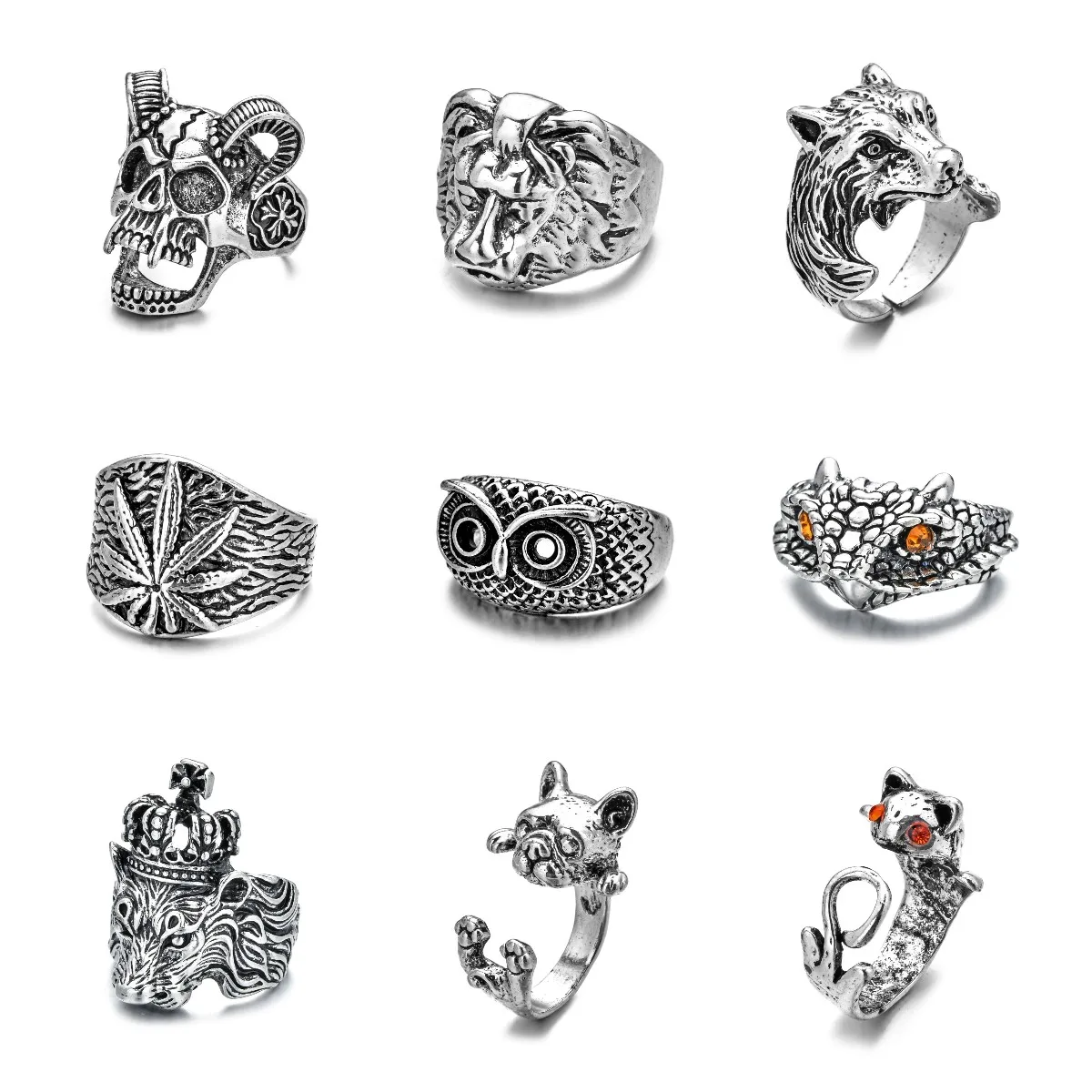 Открытые Кольца в виде животных стиле ретро | Украшения и аксессуары